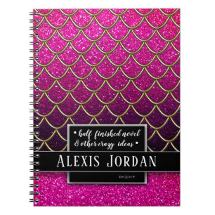 Carnet Pink Gold Black Ombre Parties scintillant Mermaid