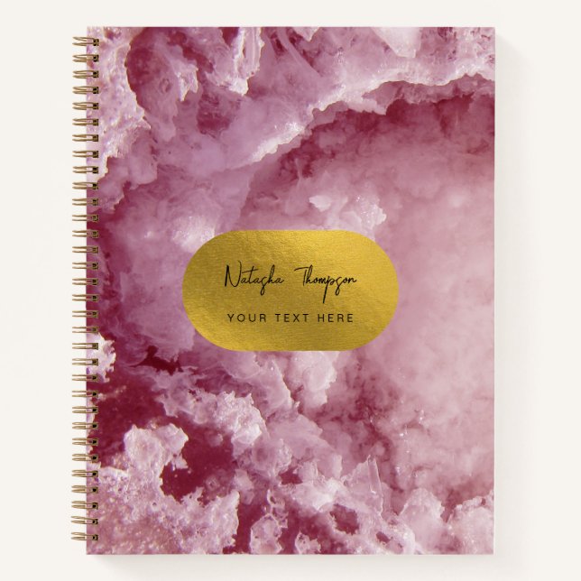 Carnet Pink Gold Foil Sea Crystals Signature Script (Devant)