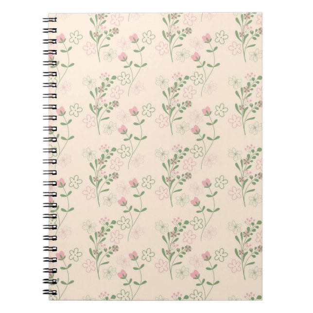 Carnet Pink Green Retro Y2K les années 70 Fleur Motif (Devant)