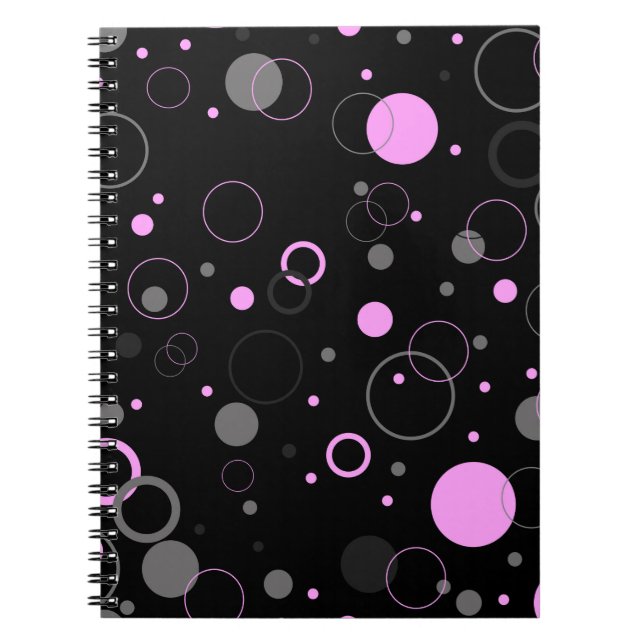 Carnet Pink Grey abstrait sans couture motif avec cercles (Devant)