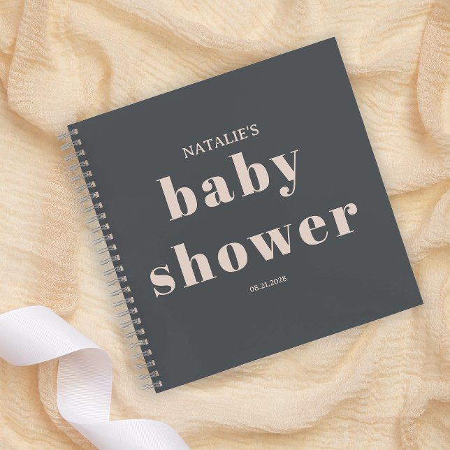 Carnet Pink Grey Boho Typographie Baby shower Invité (Créateur téléchargé)