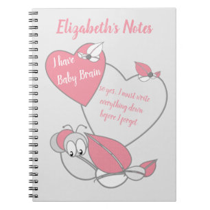 Carnet Pink gris mignon chenille cerveau bébé