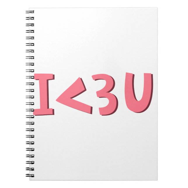 Carnet Pink Je t'aime typographie élément design (Devant)
