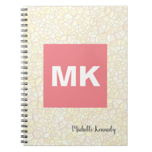 Carnet Pink Monogramme Professionnel Mosaïque moderne