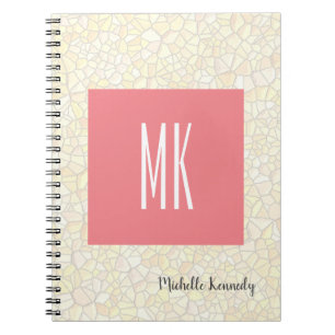 Carnet Pink Monogramme Professionnel Mosaïque moderne