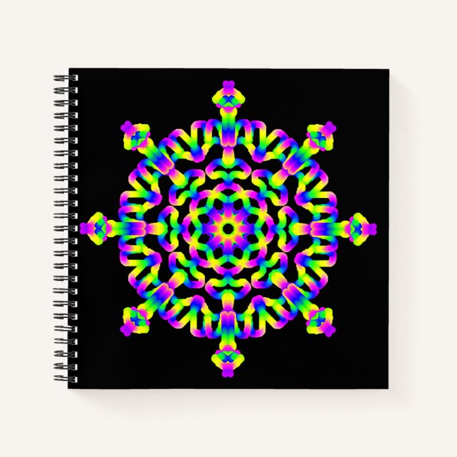 Carnet *~* Pink Neon Blue Mandala en noir (Devant)