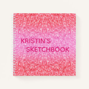 Carnet Pink Ombre Parties scintillant Monogramme
