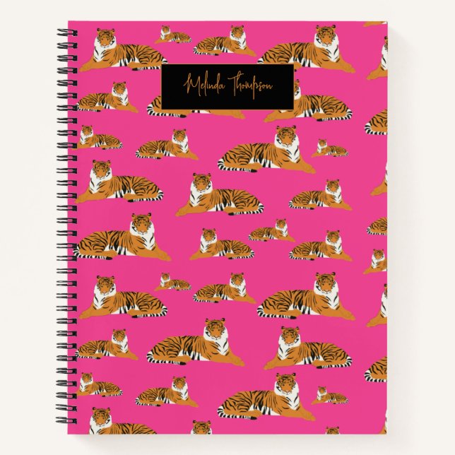 Carnet Pink Orange Jungle Safari Tiger animal mignon (Devant)