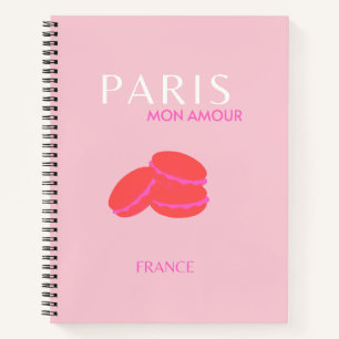 Carnet Pink Paris Travel Art Preppy Macarons