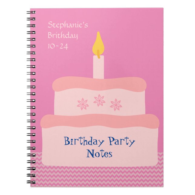 Carnet Pink Personnaliser Anniversaire Cake Party (Devant)