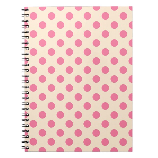 Carnet Pink polka dots on cream (Devant)