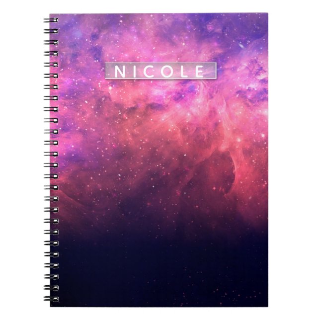 Carnet Pink Purple Starry Sky Cosmic Galaxy Sky Fire Glow (Devant)