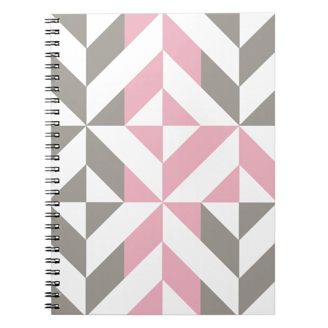 Carnet Pink Raspberry and Silver Geometric ZigZag (Devant)