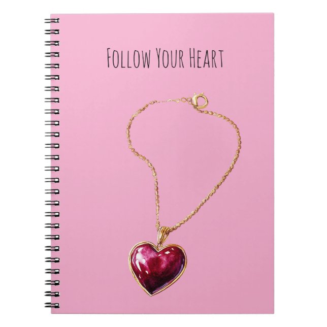 Carnet Pink Red Heart Gold Chain Necklace (Devant)