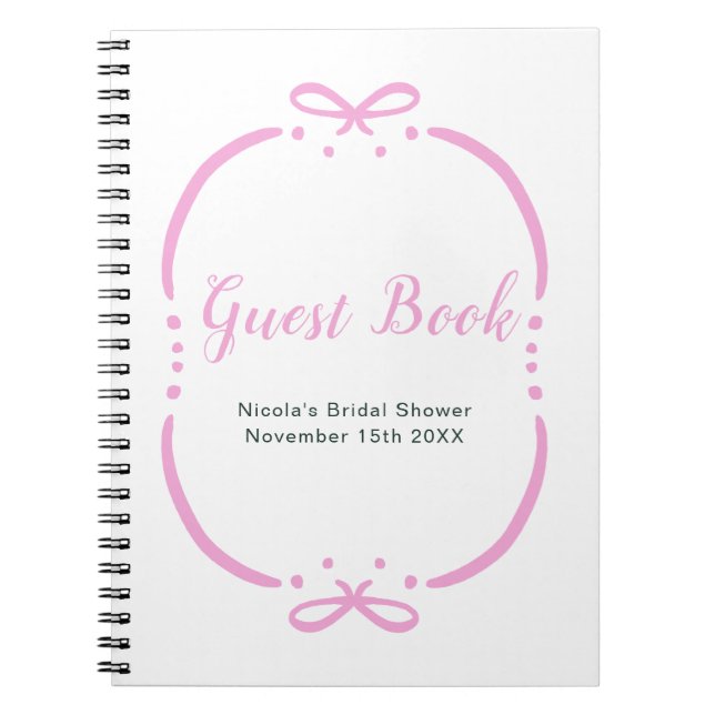 Carnet Pink Ribbon Bridal Shower Guest Book (Devant)