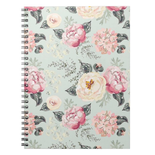 Carnet Pink Rose Garden Flower Pattern (Devant)