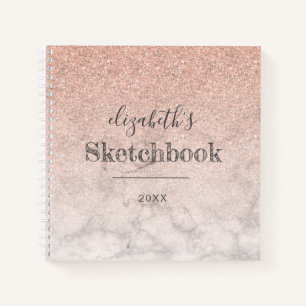 Carnet Pink Rose Gold Parties scintillant Ombre Marble Sk