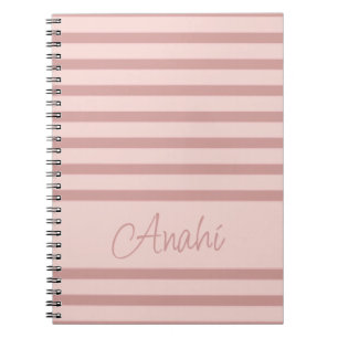 Carnet Pink Rose Gold Stripes Personnalisé
