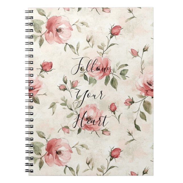 Carnet Pink Roses Floral  (Devant)