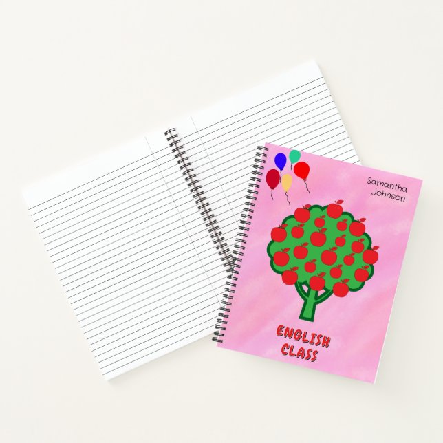 Carnet Pink School Objet Pommes Nom des ballons (Intérieur)