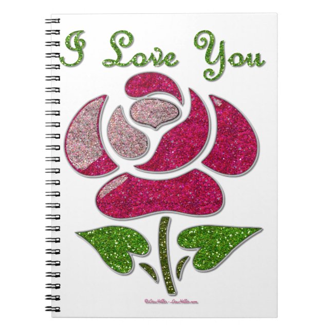 Carnet Pink Stencil Rose I Love You (Devant)