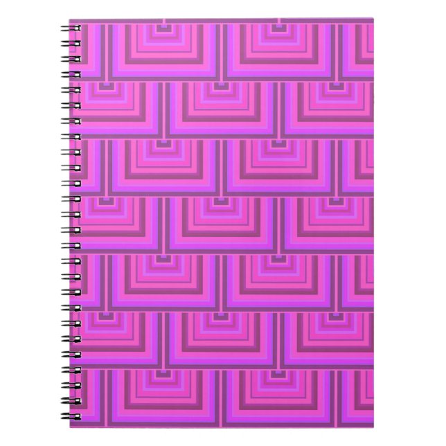 Carnet Pink stripes square scales pattern (Devant)