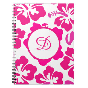 Carnet Pink tropical Hawaii Hibiscus motif floral