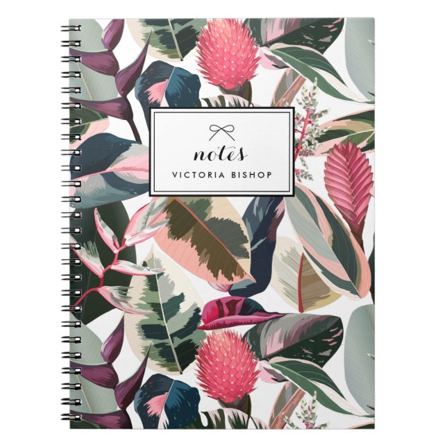 Carnet Pink Tropical Motif Personnalisé (Devant)