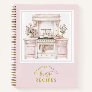 Carnet Pink Vintage Aquarelle Cuisine Famille Recette