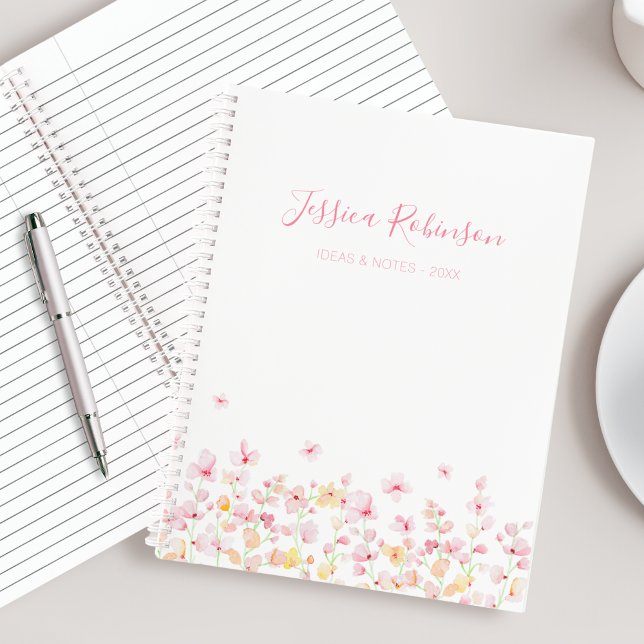 Carnet Pink Watercolor Floral Personalized (Créateur téléchargé)