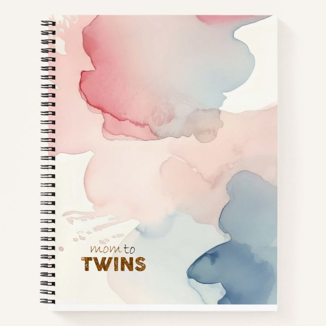 Carnet Pink Watercolor Maman to Twins (Devant)