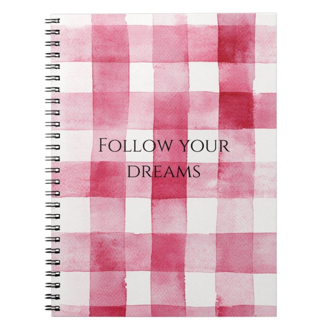 Carnet Pink White Plaid Stripes Anniversaire (Devant)