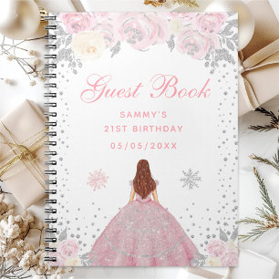 Carnet Pink Winter Brown cheveux Princesse Anniversaire