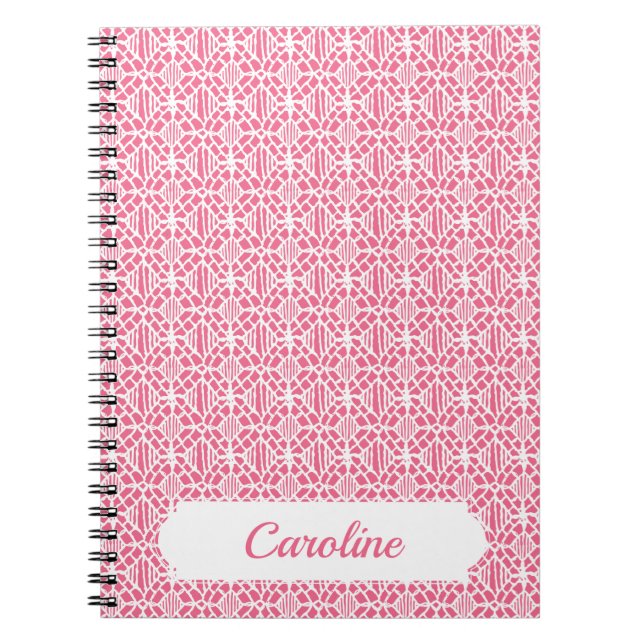 Carnet Pink With White Crochet Lace Pattern (Devant)