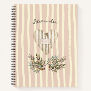 Carnet Pinky arrière - plan Cute monogramme Coeur et bota