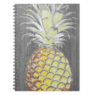 Carnet Pinneappa jaune tropical sur gris