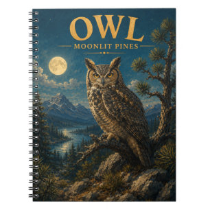 Carnet Pins au Clair de Lune Chouette Aquarelle GeoSaga