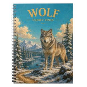 Carnet Pins enneigés loup aquarelle GeoSaga
