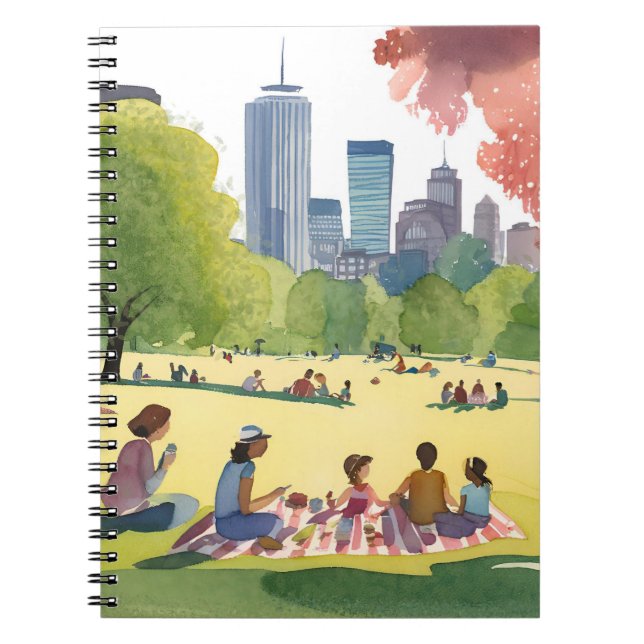 Carnet Pique-nique de Boston Common | Peinture à l'aquare (Devant)