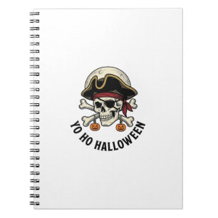 Carnet Pirate Crâne Halloween Gravure Vintage Blanc Shi