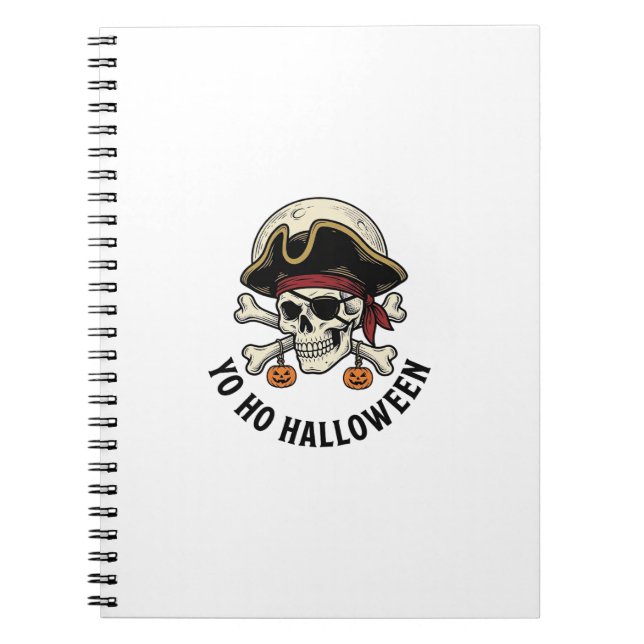 Carnet Pirate Crâne Halloween Gravure Vintage Blanc Shi (Devant)