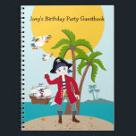 Carnet Pirate kid birthday<br><div class="desc">This product is for kids that love pirates and piracy stories. It feesta cute little pirate boy that has arrived on this island with palm trees. There's a pirate ship in the horizon waiting for him to return with a treasure! Seagulls are watching. This product is ideal for a pirate...</div>