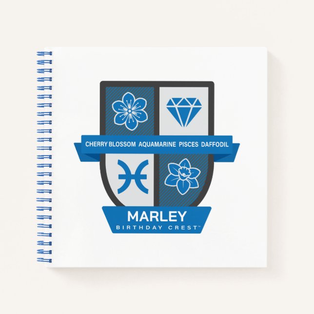 Carnet Pisces Crest d'anniversaire™ pour le 1er-20 mars (Devant)
