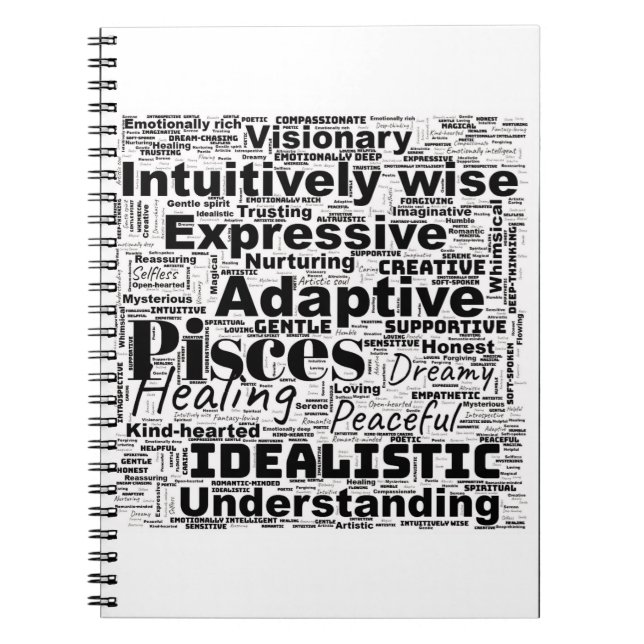 Carnet Pisces Mot Cloud Inspiration Zodiaque (Devant)