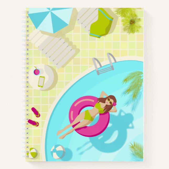 Carnet Piscine fille en bikini plage d'été (Devant)