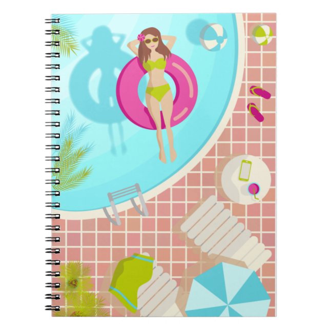 Carnet Piscine fille en bikini plage d'été (Devant)