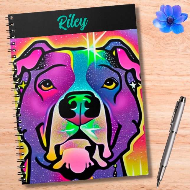 Carnet Pitbull Chien Pop Art Personnalisé (Créateur téléchargé)