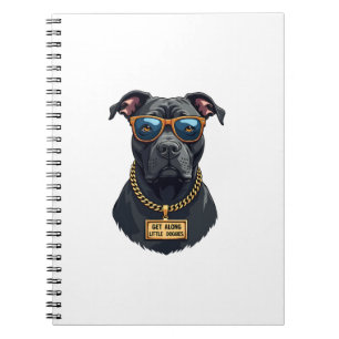 Carnet Pitbull Vintage Cool en Lunettes de Soleil avec Ch