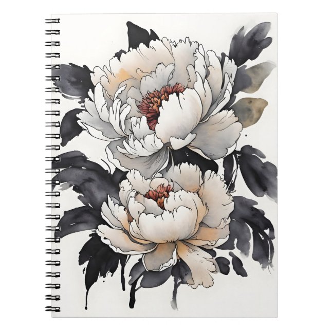 Carnet Pivoine - Fleurs à l'aquarelle (Devant)
