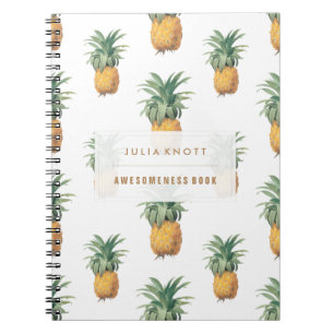 Carnet PixDezines Ananas Vintage/fond+texte DIY